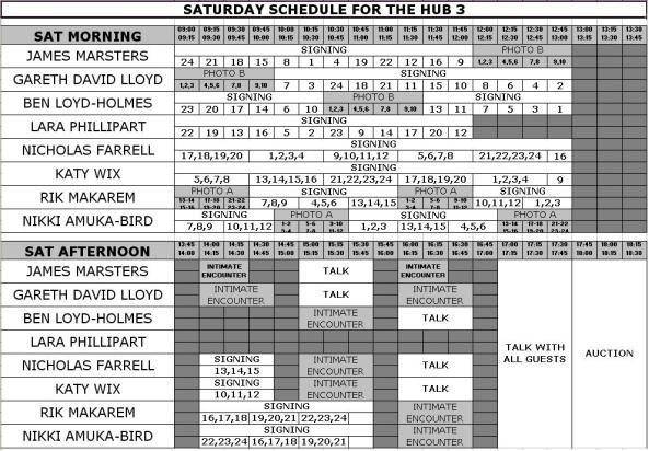 HUB3 Saturday Schedule