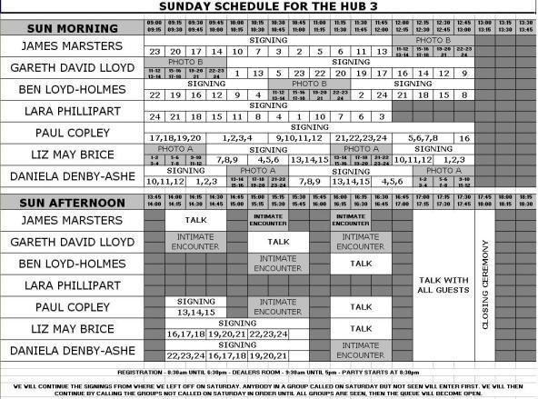 HUB3 Sunday Schedule